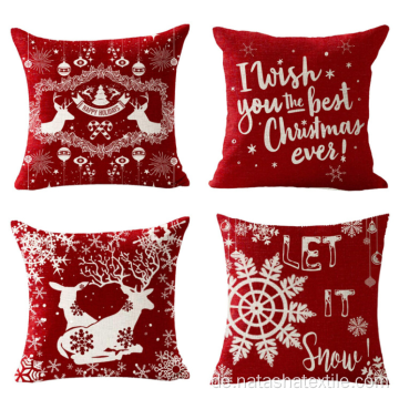 Kissenbezug Nordic Linen Elk Snowflake Christmas Series